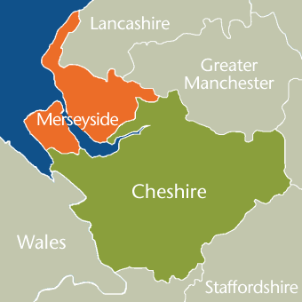 Merseyside Cheshire map