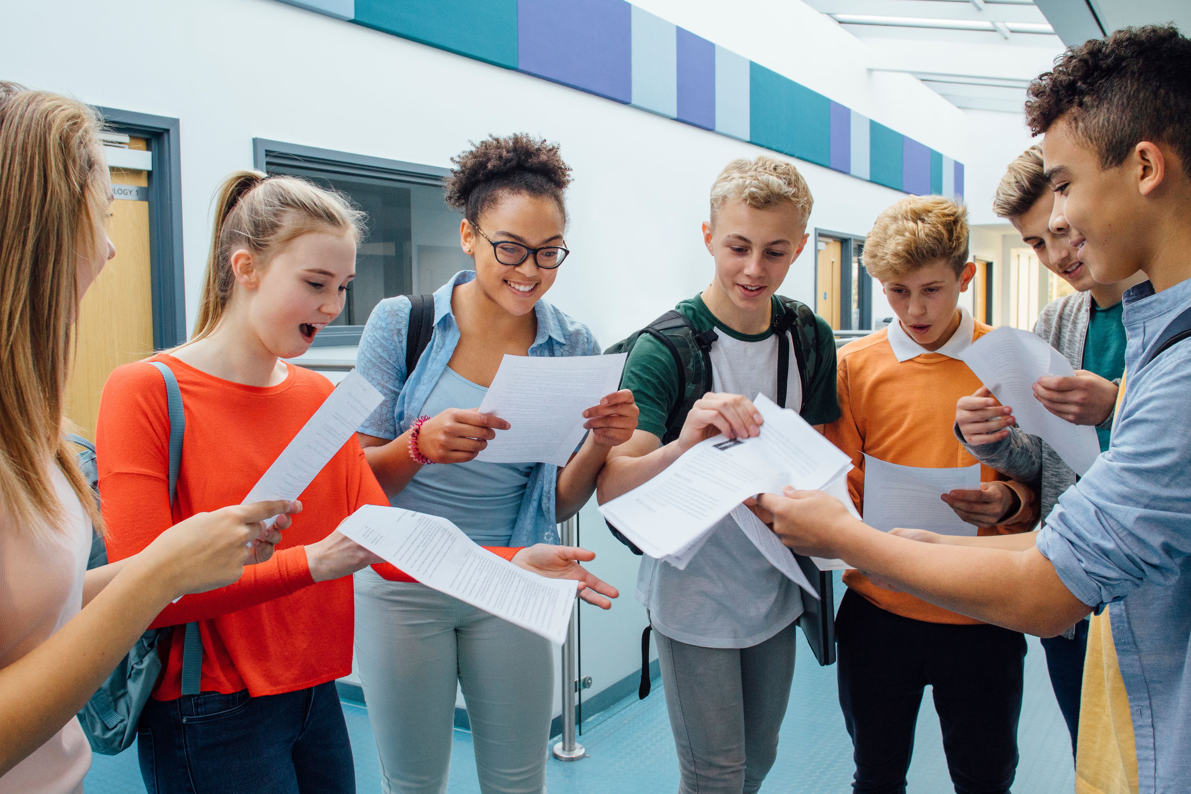 Students opening exam results